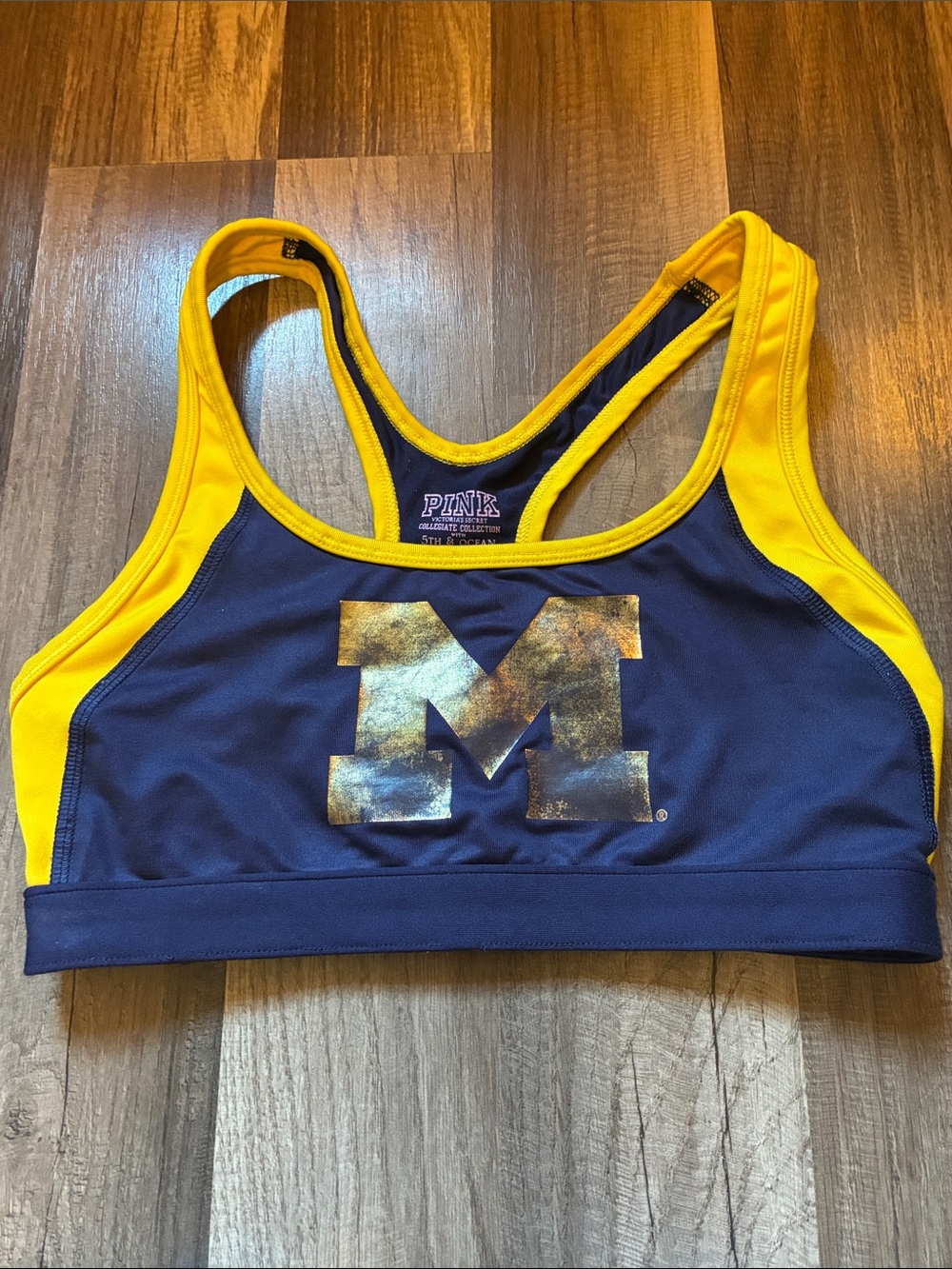 PINK Victoria's Secret Michigan Maize & Blue Sports Bra -Size Small